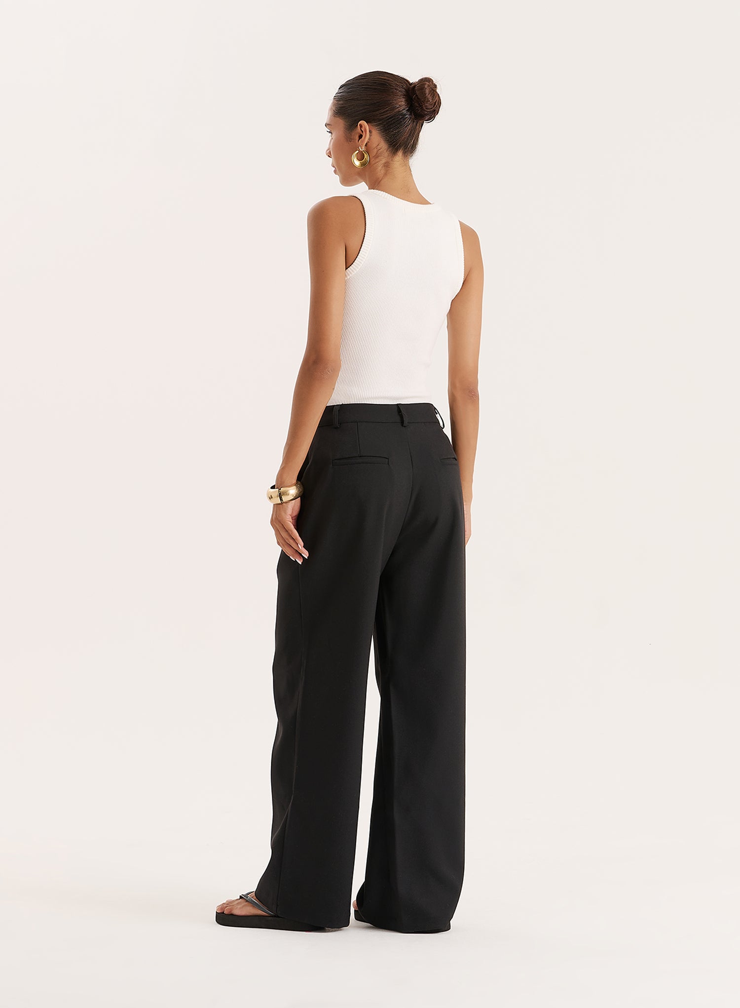 Black Tailored Wide Leg Trouser